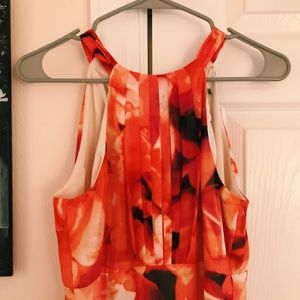 Formal Red-Orange Floral Dress